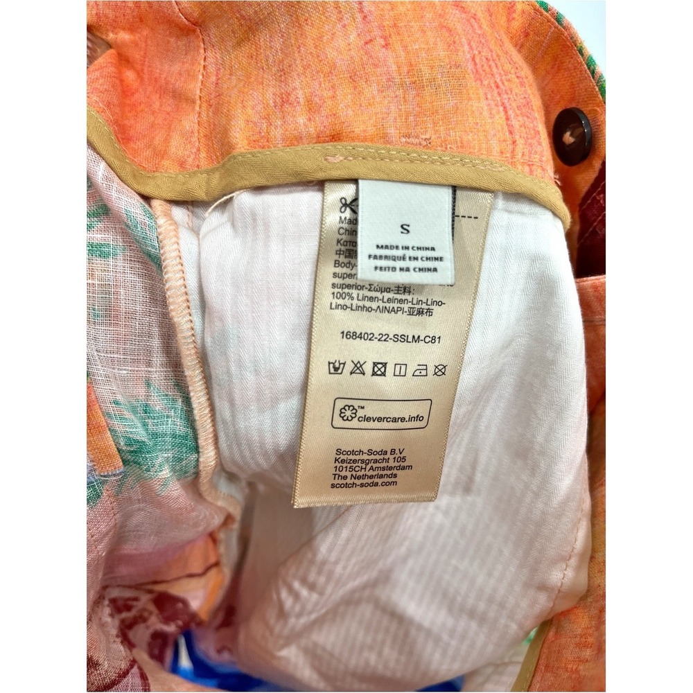 Scotch & Soda Summer Edition Linen Beach Print Belt Shorts Small Tropical Resort - Picture 11 of 13